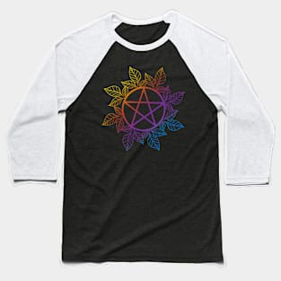 Rainbow Leafy Pentagram Baseball T-Shirt